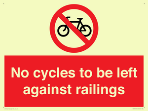 No cycles to be left against railings